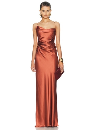 The Sei Cowl Bias Gown in Rosewood - Rose. Size 4 (also in 0, 2, 6, 8).