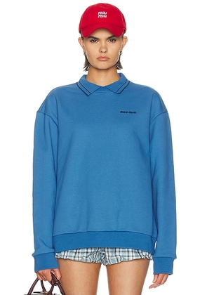 Miu Miu Felpa Top in Azzurro - Blue. Size S (also in XS, M, L).
