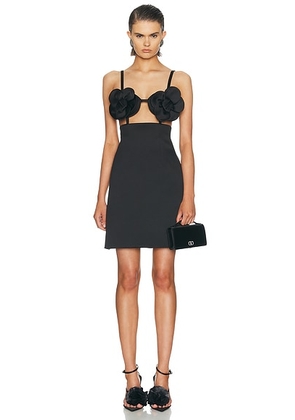 Marc Jacobs Satin Daisy Applique Dress in Black - Black. Size 8 (also in 2, 4).