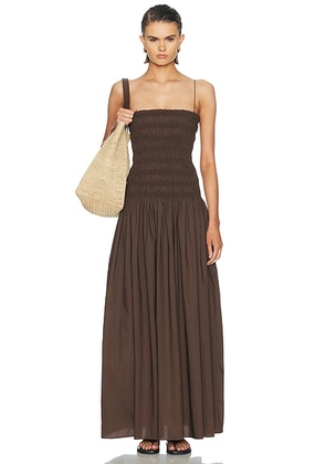 Matteau Shirred Drop Waist Dress in Chocolate - Chocolate. Size 4 (also in 1, 2, 3).