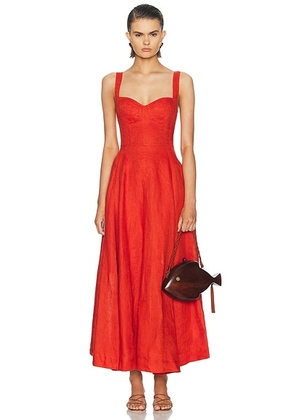 NICHOLAS Anya Sleeveless Paneled Maxi Dress in Paprika - Red. Size 6 (also in 8).