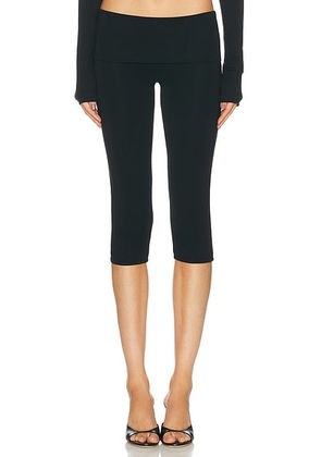 Eterne Foldover Capri Legging in Black - Black. Size M (also in ).