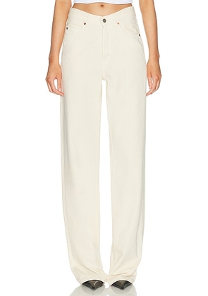 Saint Laurent V Waist Wide Leg in French Vanilla - Ivory. Size 28 (also in 26, 30, 31, 32).