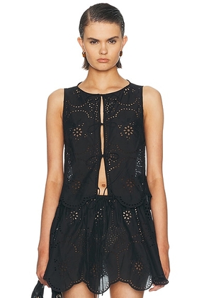 Matteau Broderie Tie Blouse in Black - Black. Size 4 (also in 1, 2, 3).