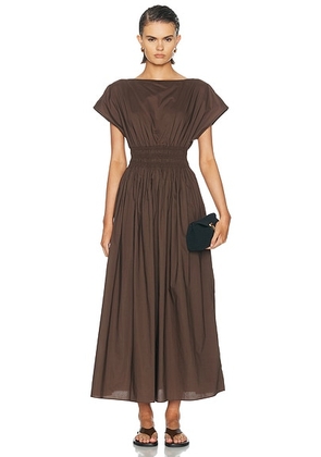 Matteau Shirred Waist Dress in Chocolate - Chocolate. Size 1 (also in 2, 3, 4).