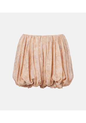 Chloe Floral pleated silk charmeuse shorts