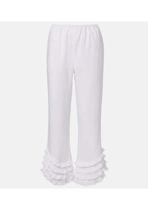 Posse Florence ruffled linen wide-leg pants