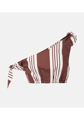 Posse Rosie asymmetric striped cotton crop top