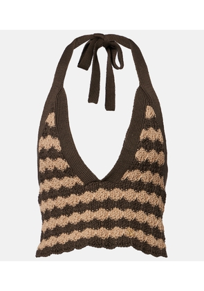 Valentino Striped knitted cotton crop top