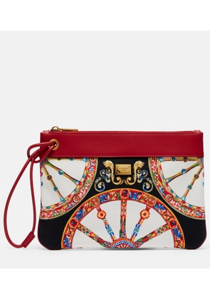 Dolce&Gabbana Small printed leather-trimmed canvas pouch