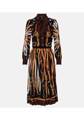 Gucci Printed tie-neck silk shirt dress