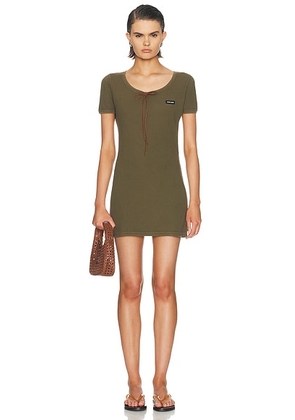 Miu Miu Waffle Dress in Militare - Green. Size L (also in S).
