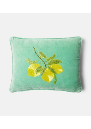Les-Ottomans Embroidered cotton velvet cushion