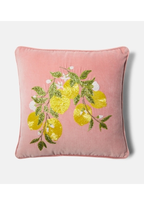 Les-Ottomans Embroidered cotton velvet cushion