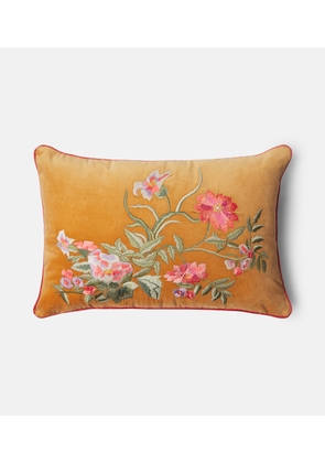 Les-Ottomans Embroidered cotton velvet cushion