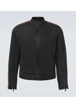 Gucci Web Stripe denim biker jacket