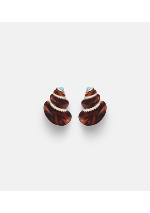 Yvonne Leon Coquillage 9kt gold earrings with diamonds and turquoise