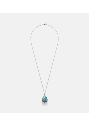 Yvonne Leon Pendentif L'ocean 9kt gold necklace with turquoise, diamonds, and gemstones