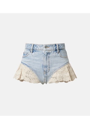 Frame Crochet denim shorts
