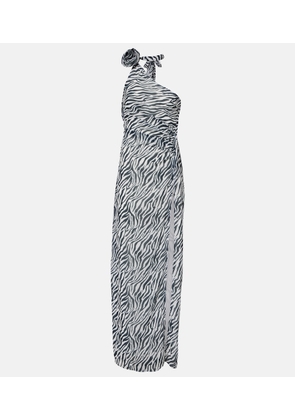 Bananhot Louise zebra-print one-shoulder maxi dress