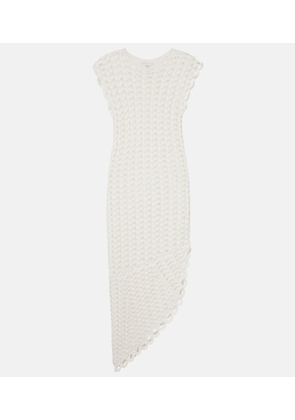 Loulou de Saison Malena asymmetric scalloped crochet midi dress