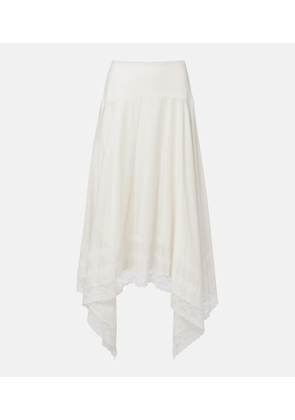 Staud Ainsley lace-trimmed cotton voile midi skirt