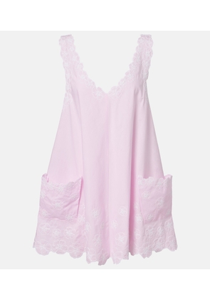Juliet Dunn Embroidered cotton poplin minidress