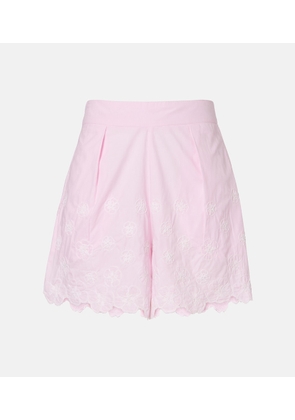 Juliet Dunn Embroidered cotton poplin shorts