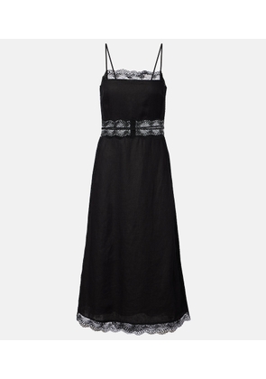 Staud Amalina lace-trimmed linen midi dress