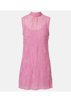 Staud Albee beaded tie-neck organza minidress