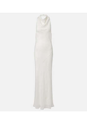 Staud Roselle beaded halterneck organza maxi dress