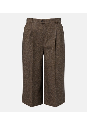 Saint Laurent Herringbone wool-blend Bermuda shorts