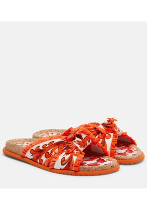 Dolce&Gabbana Majolica fringed brocade slides