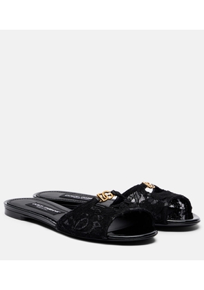 Dolce&Gabbana DG leather-trimmed lace slides