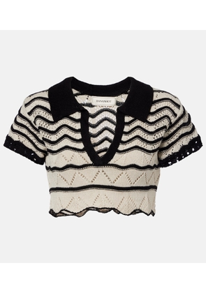 Bananhot Coco open-knit cotton-blend crop top