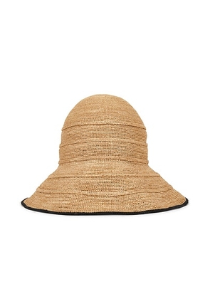 Janessa Leone Teagan Bucket Hat in Sand & Black - Neutral. Size L (also in S, M).