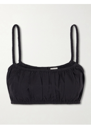Suzie Kondi - Bea Shirred Cotton-poplin Bandeau Tank - Black - x small,small,medium,large,x large