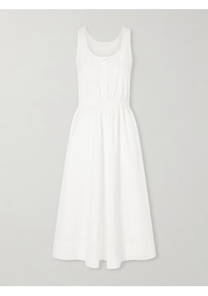 Suzie Kondi - Daphne Gathered Cotton-poplin Midi Dress - White - x small,small,medium,large,x large