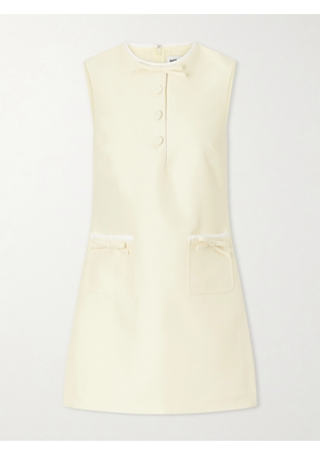Self-Portrait - Bow-detailed Taffeta Mini Dress - Yellow - UK 4,UK 6,UK 8,UK 10,UK 12,UK 14,UK 16