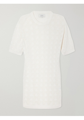 Loulou de Saison - Armas Pointelle-knit Mini Dress - Neutrals - x small,small,medium,large,x large