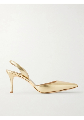 Manolo Blahnik - Carolyne 50 Metallic Leather Slingback Pumps - Gold - IT35,IT36,IT36.5,IT37,IT37.5,IT38,IT38.5,IT39,IT39.5,IT40,IT40.5,IT41,IT41.5,IT42
