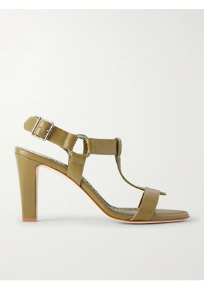 Manolo Blahnik - Miona 90 Leather Sandals - Green - IT36,IT36.5,IT37,IT37.5,IT38,IT38.5,IT39,IT39.5,IT40,IT40.5,IT41,IT41.5,IT42