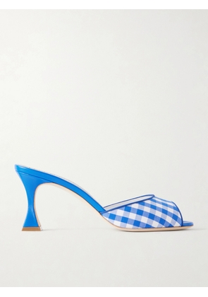 Manolo Blahnik - Jadara 70 Checked Woven Mules - Blue - IT36,IT36.5,IT37,IT37.5,IT38,IT38.5,IT39,IT39.5,IT40,IT40.5,IT41,IT41.5,IT42