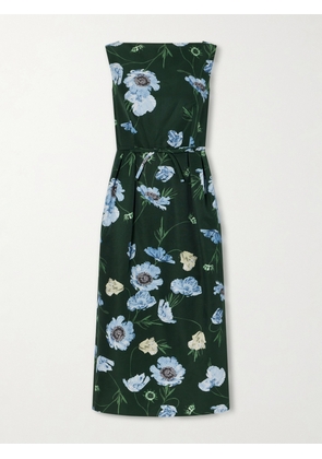 Erdem - Floral-printed Cotton-blend Faille Midi Dress - Green - UK 6,UK 8,UK 10,UK 12,UK 14,UK 16,UK 18,UK 20