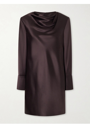 Veronica de Piante - Amal Draped Silk-blend Satin Mini Dress - Brown - IT36,IT38,IT40,IT42,IT44,IT46
