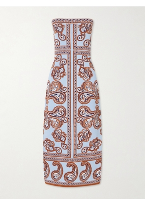 Cara Cara - Rome Printed Strapless Midi Dress - Blue - xx small,x small,small,medium,large,x large