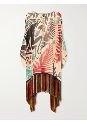 Etro - Woven Fringe Mini Dress - Multi - One size