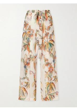 Etro - Belted Tiered Paisley And Floral-print Satin Wide-leg Pants - Pink - x small,small,medium,large,x large