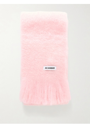 Jil Sander - Fringed Mohair And Wool-bend Scarf - Pink - One size