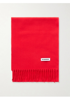 Jil Sander - Fringed Virgin Wool Scarf - Red - One size